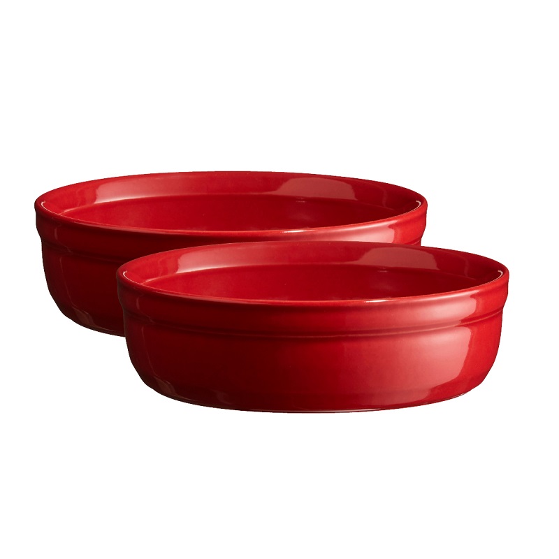 Lot de 2 coupelles a creme brulee en ceramique rouge grand cru- emile henry