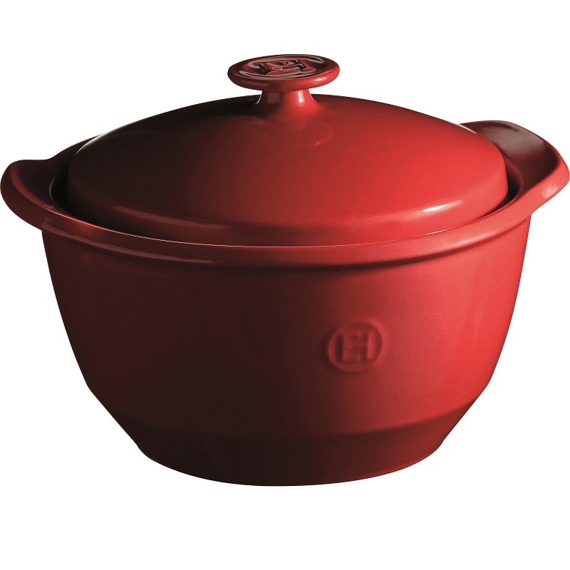 Faitout en ceramique 2 l couleur rouge grand cru - emile henry 