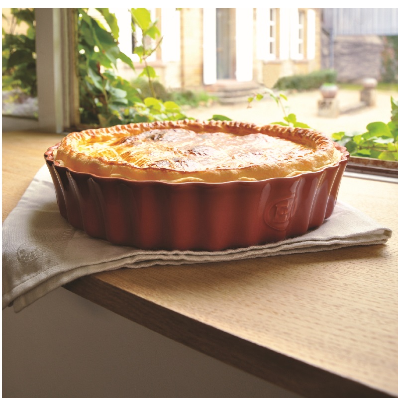 Plat a tarte tourtiere haute 32 cm rouge grand cru - emile henry 
