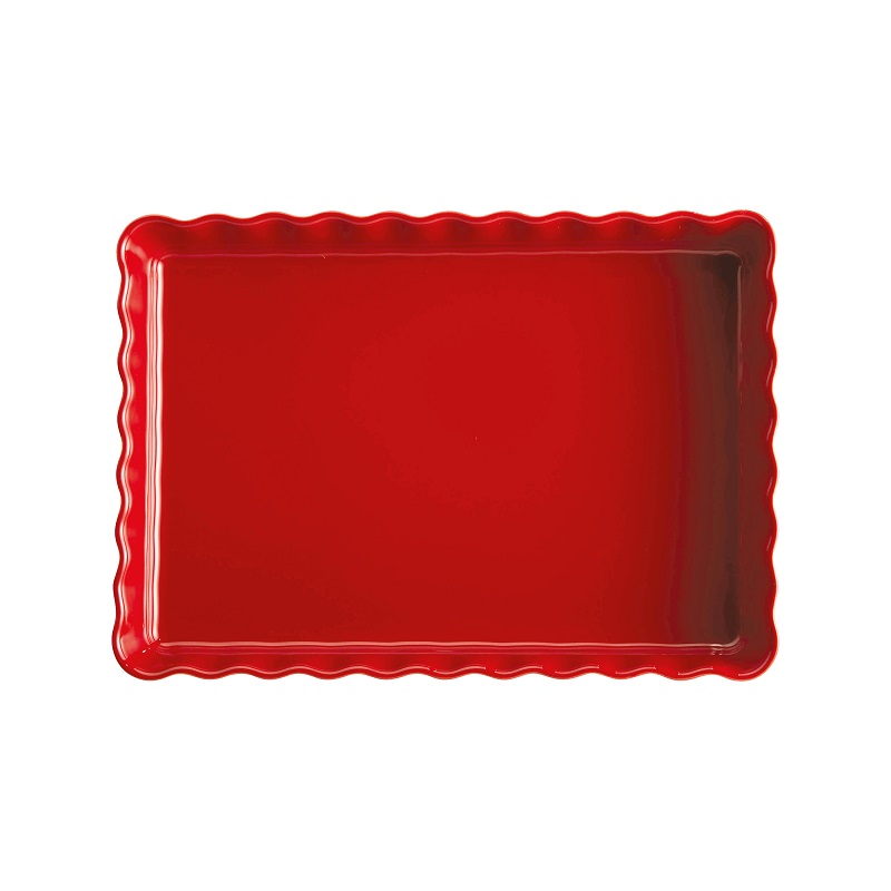 Plat a tarte tourtiere rectangulaire 34 x 24 cm rouge grand cru - emile henry 