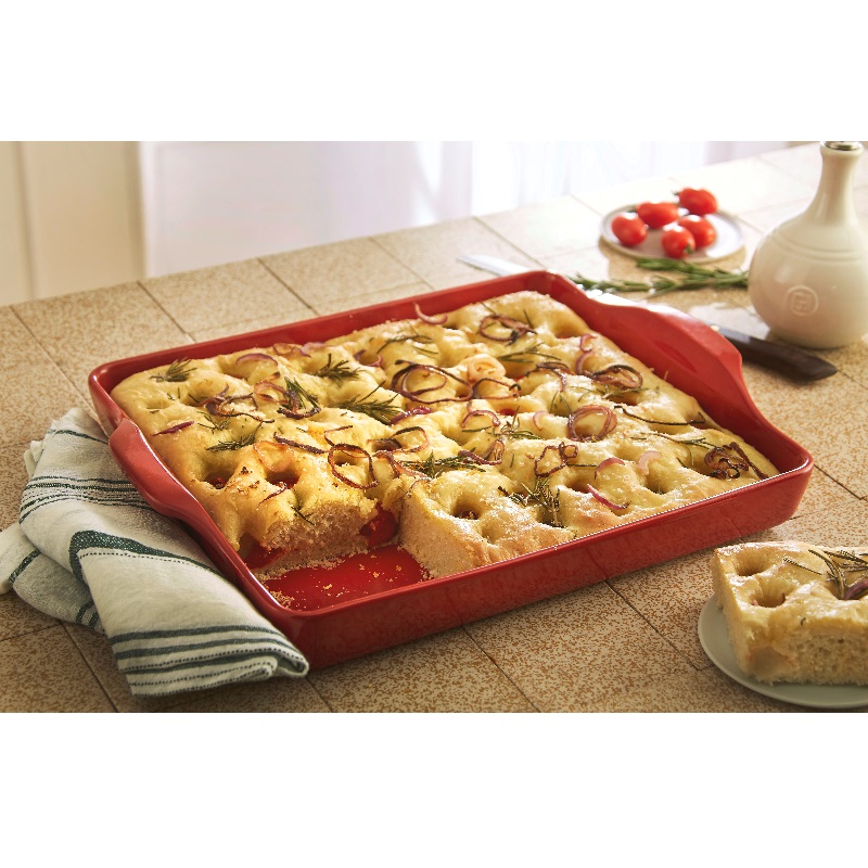 Moule a focaccia 40 x 30 cm rouge grand cru - emile henry 
