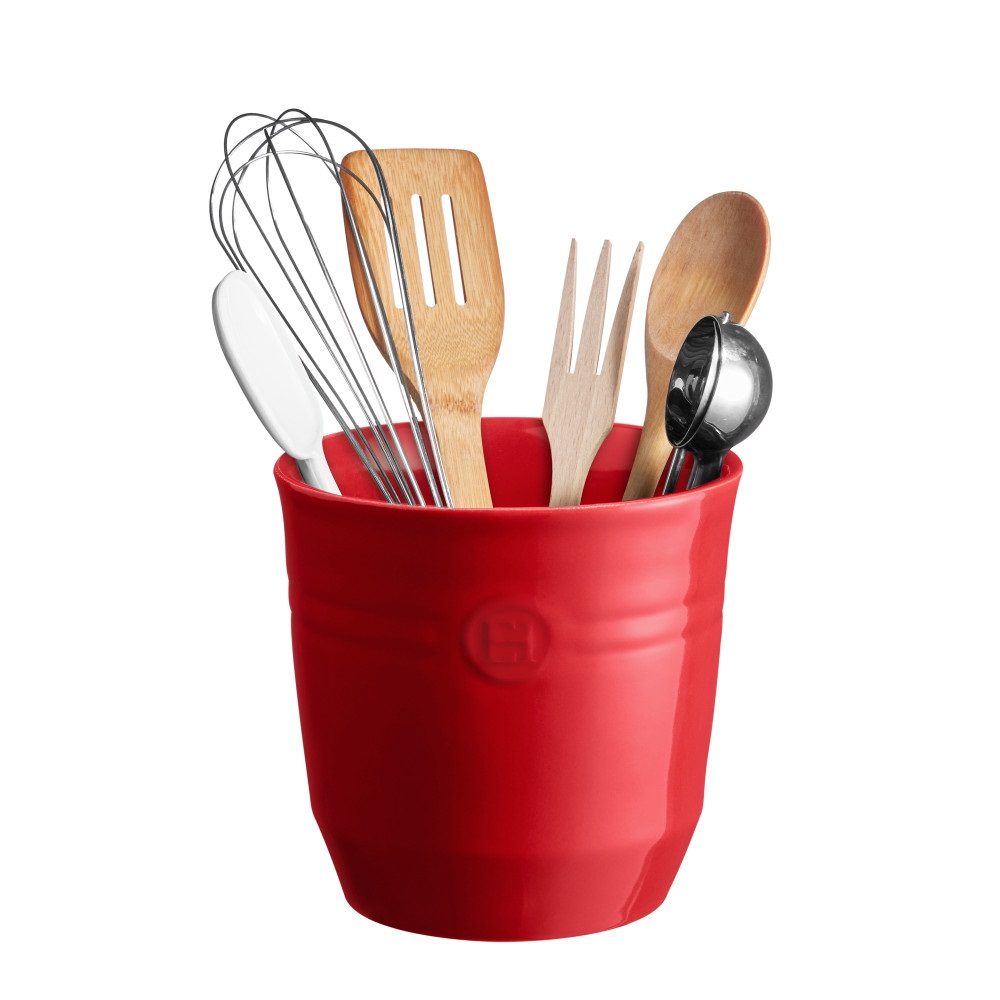 Pot à ustensiles en céramique ø 16 cm rouge grand-cru vendu vide - emile henry 