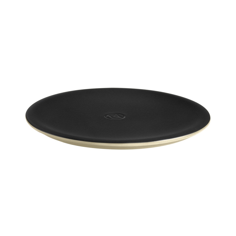 Plaque à pizza 30 cm noir mat, assiette et pierre à pizza 2 en 1 - emile henry