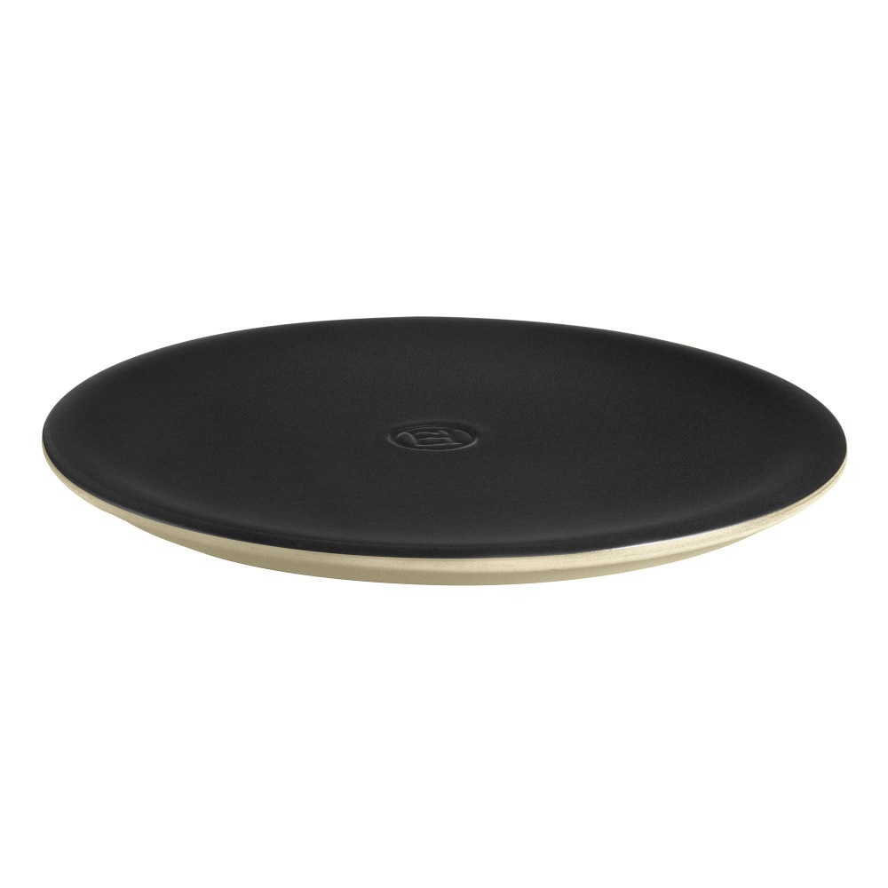 Plaque à pizza 35 cm noir mat, assiette et pierre à pizza 2 en 1 - emile henry