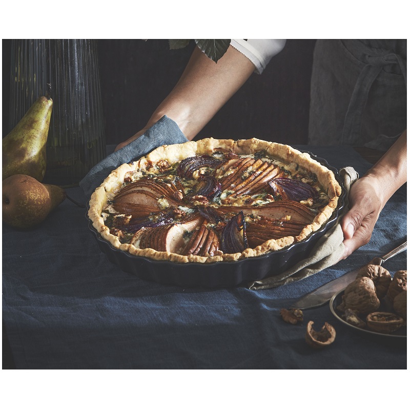 Moule a tarte 29,5 cm bleu belle ile - emile henry 