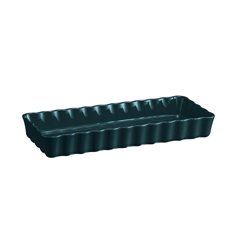 Plat a tarte tourtiere rectangulaire longue 36 x15 cm bleu belle ile - emile henry 