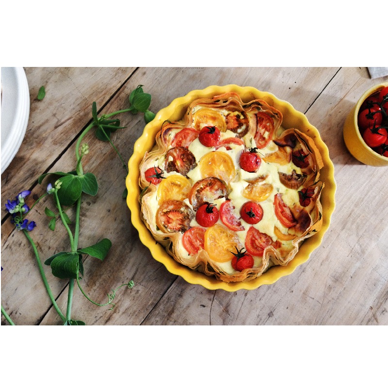 Plat a tarte tourtiere haute 24 cm orange toscane - emile henry 