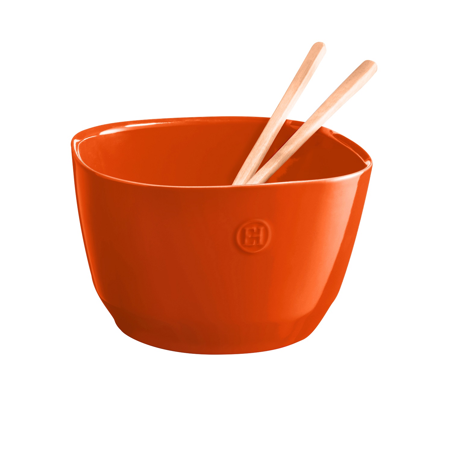 Saladier carré en céramique 22cm couleur orange toscane - emile henry 