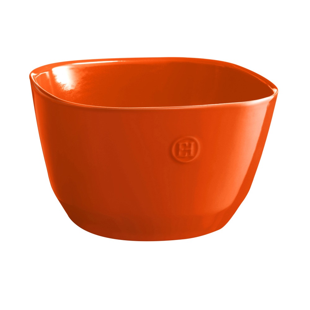 Saladier carré en céramique 26 cm couleur orange toscane - emile henry 