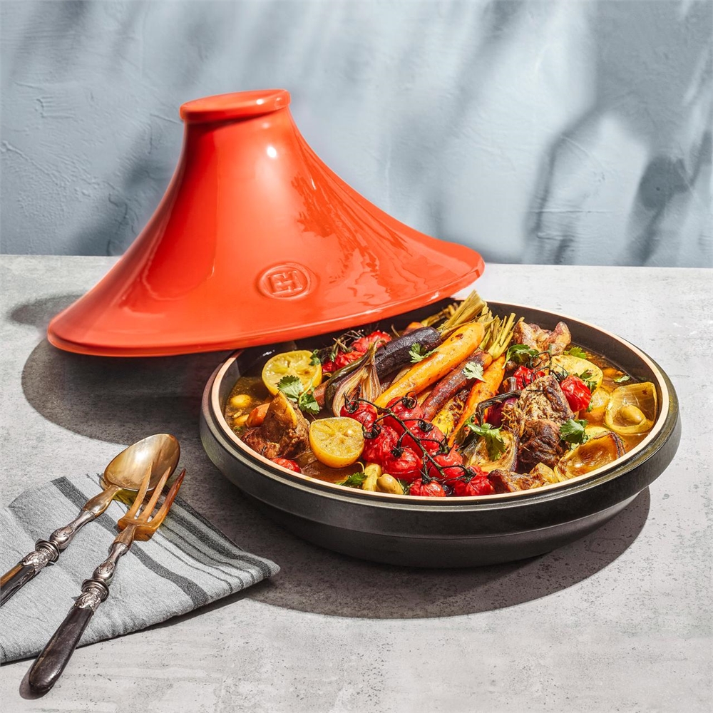 Tajine delight ardoise et couvercle toscane orange ø32 cm- 4 l - packaging vpc - emile henry