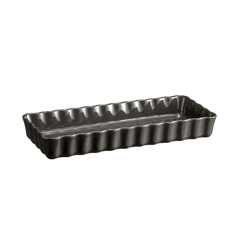 Plat a tarte tourtiere rectangulaire longue 36 x15 cm gris fusain - emile henry 
