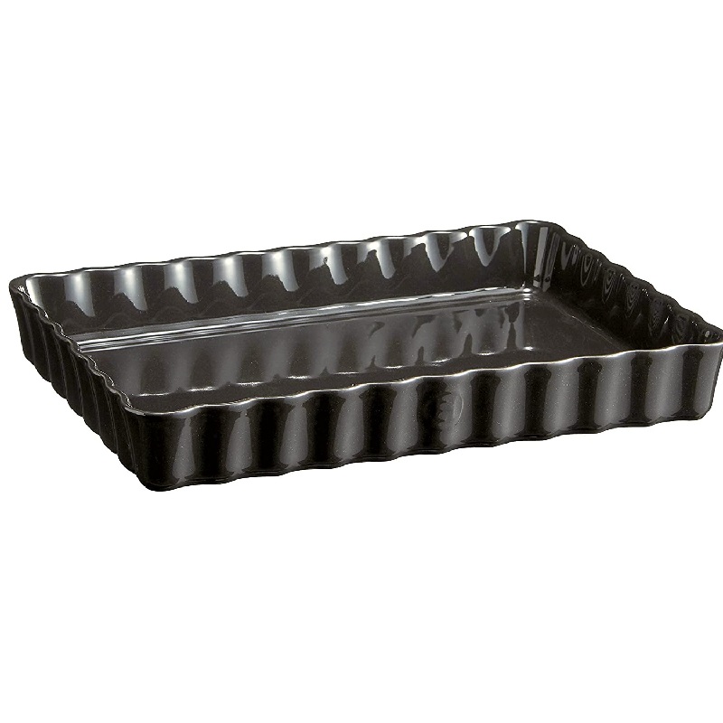 Plat a tarte tourtiere rectangulaire 34 x 24 cm gris fusain - emile henry 