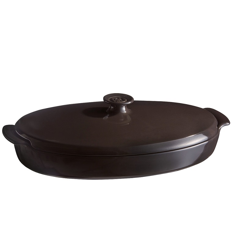 Plat papillote en ceramique noir fusain - emile henry