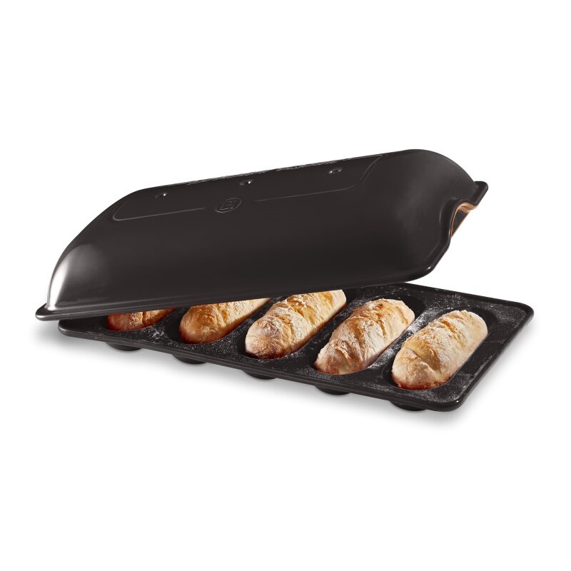 Moule a mini baguette gris fusain 39x23x10 cm vpc - emile henry
