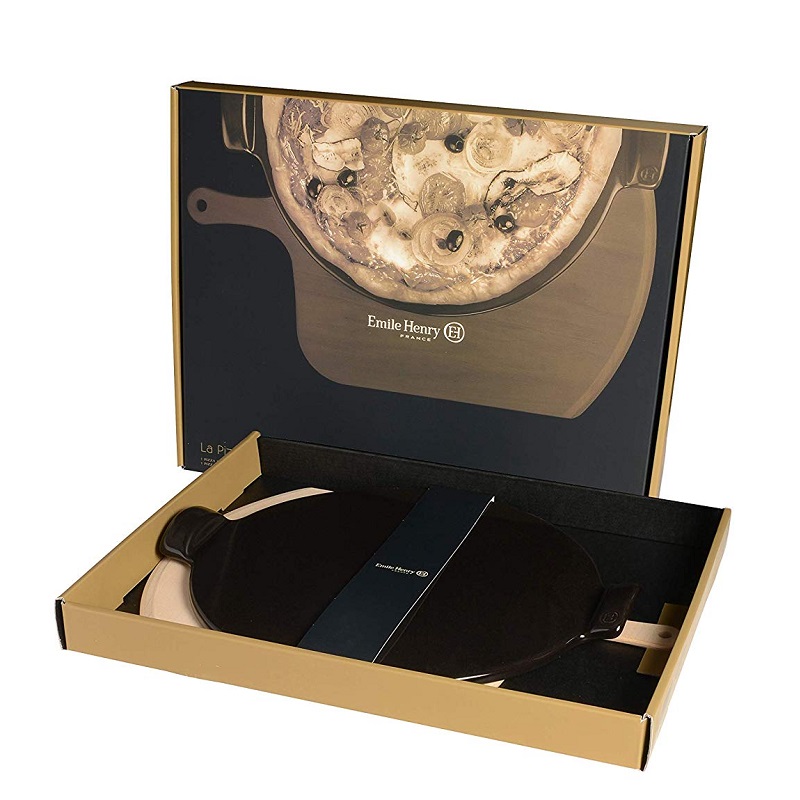 Coffret pizza stone fusain 35,5 cm - emile henry