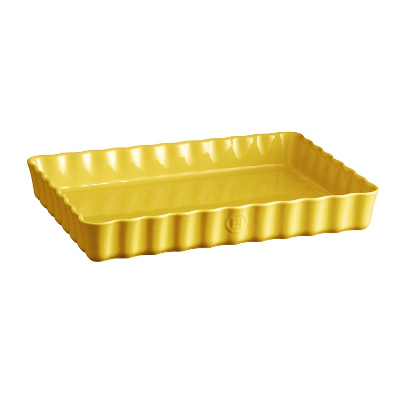 Plat a tarte tourtiere rectangulaire 34 x 24 cm jaune de provence - emile henry 