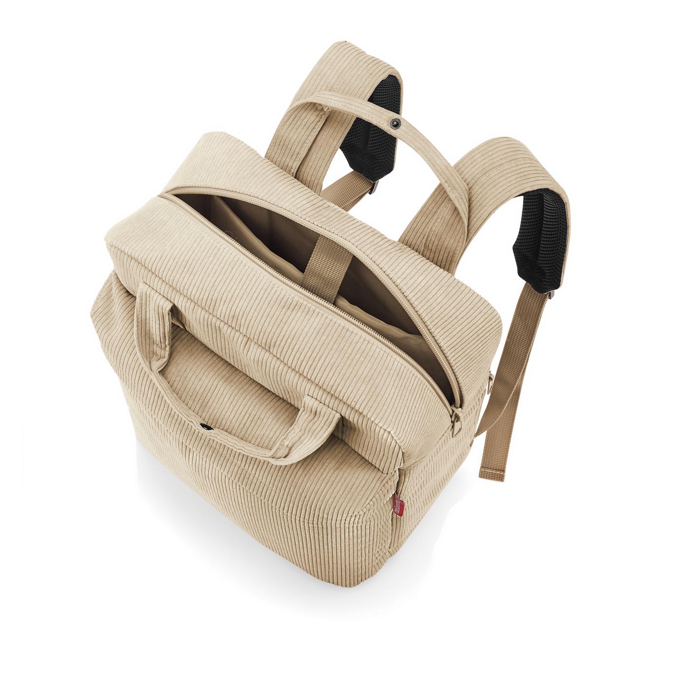 Sac à dos multi-fonctions allday backpack m cord sand - reisenthel