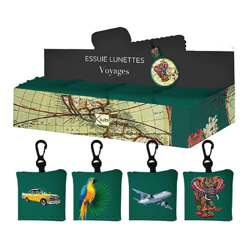Essuie a lunettes avec mousqueton voyage voiture - kiub