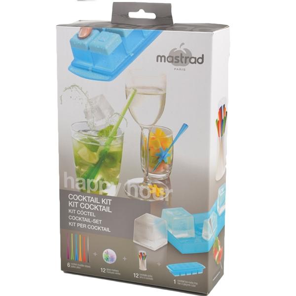 Kit cocktail / paille / marques verres / pics / bac a galcons / recettes - mastrad