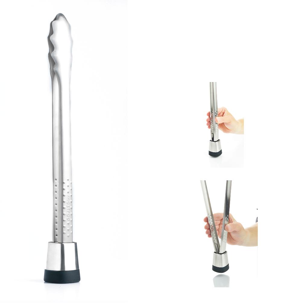 Pince a barbecue express en inox 38 cm noir - mastrad