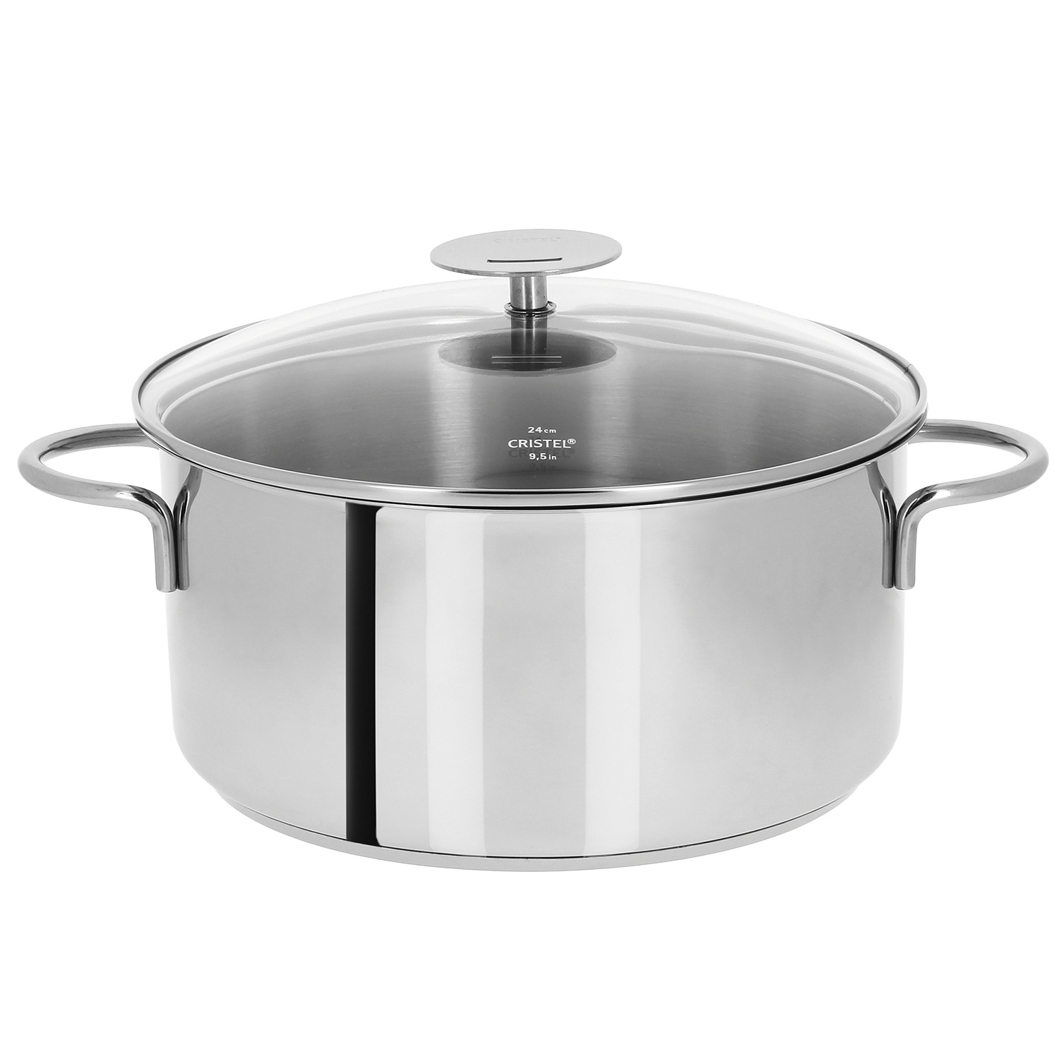 Faitout 28 cm - mutine poignées fixes avec couvercle - cristel 