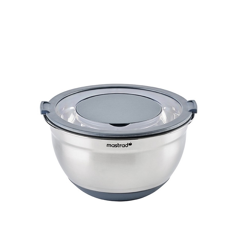 Bol de preparation inox avec couvercle anti-projection 20 cm 3 l - mastrad