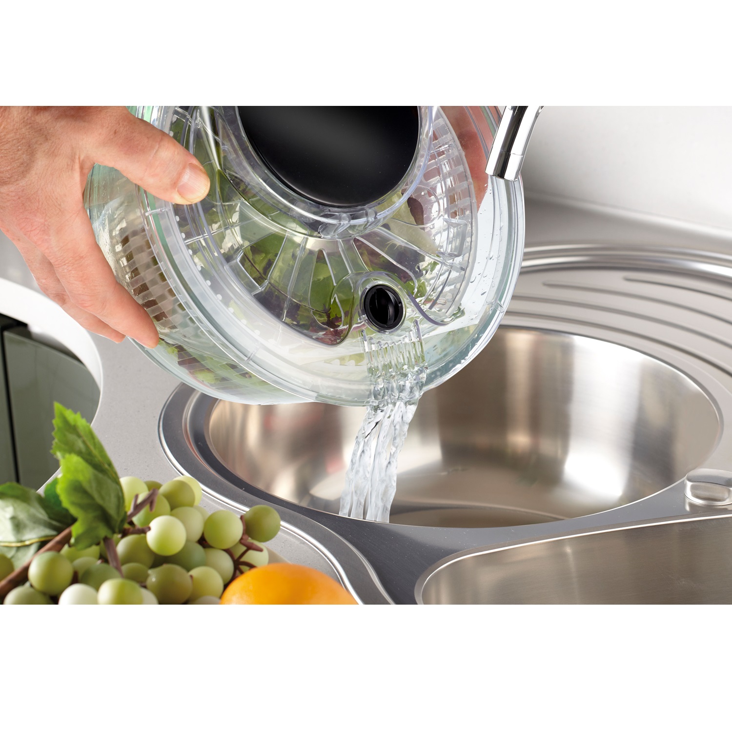 Petite essoreuse à salade avec cuve en verre ø21 cm - mastrad