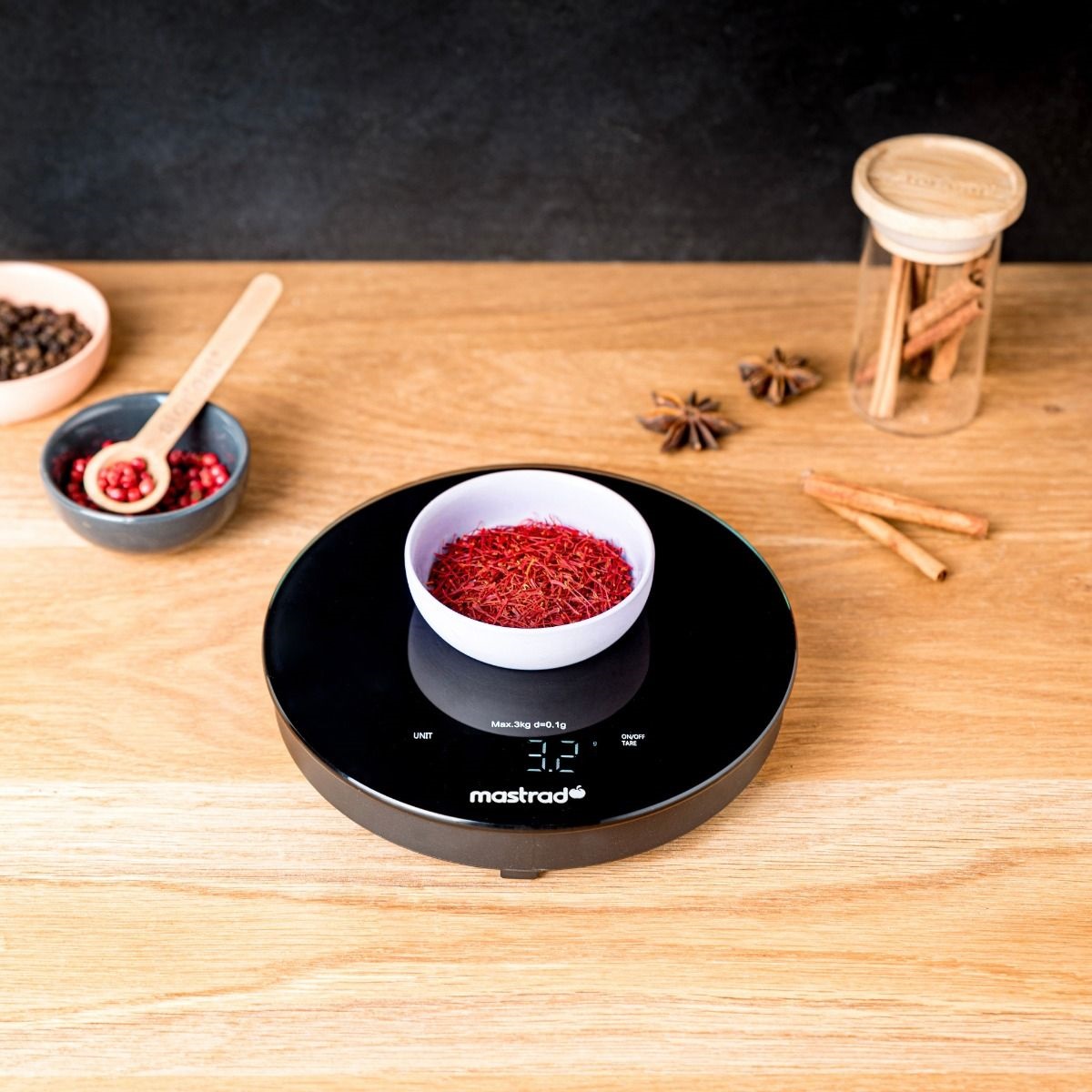 Balande de précision 3 kg plateau en verre noir - mastrad