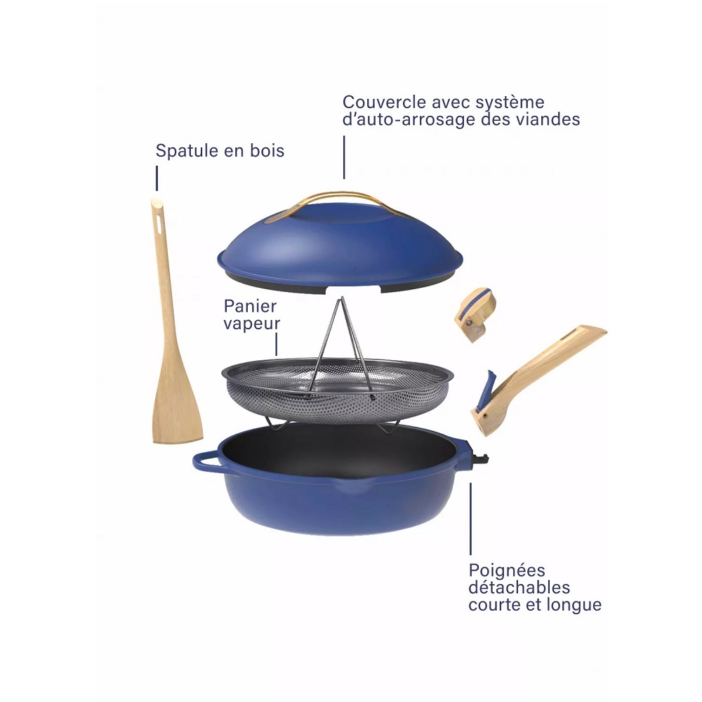 La fabuleuse ustensile de cuisson 8 en 1 sauteuse corps bleu saphir 24 cm - cookut