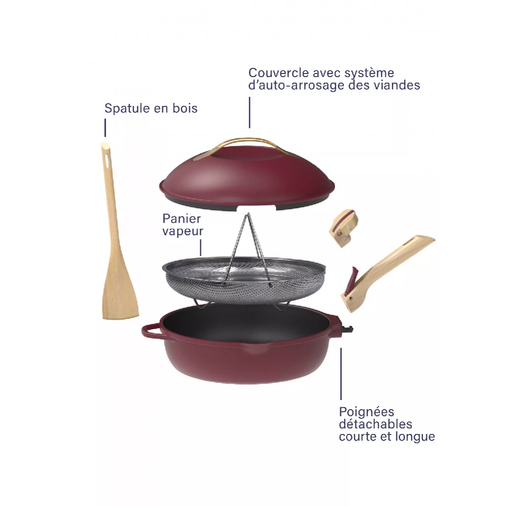 La fabuleuse ustensile de cuisson 8 en 1 sauteuse corps rouge rubis 24 cm - cookut