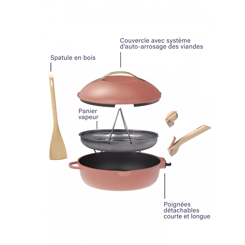 La fabuleuse ustensile de cuisson 8 en 1 sauteuse corps rose pivoine 24 cm - cookut