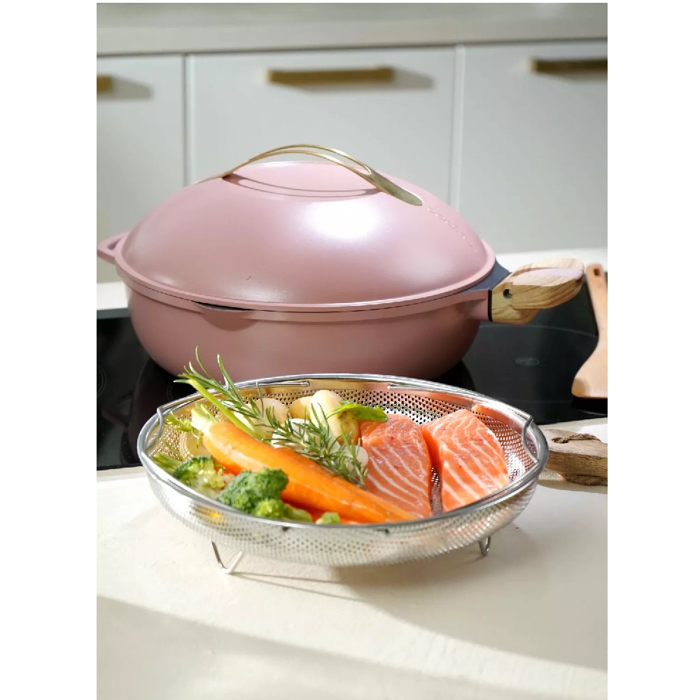 La fabuleuse ustensile de cuisson 8 en 1 sauteuse corps rose pivoine 24 cm - cookut