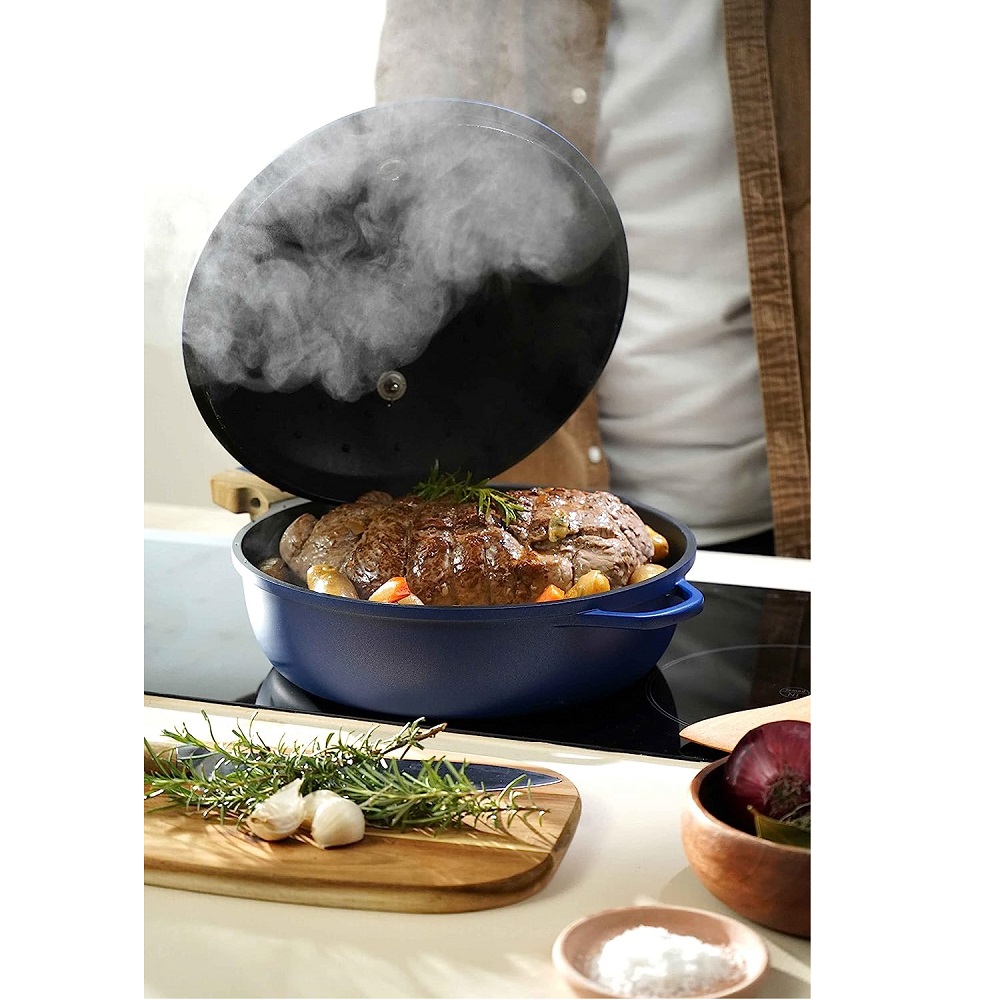 La fabuleuse ustensile de cuisson 8 en 1 sauteuse corps bleu saphir 28 cm - cookut
