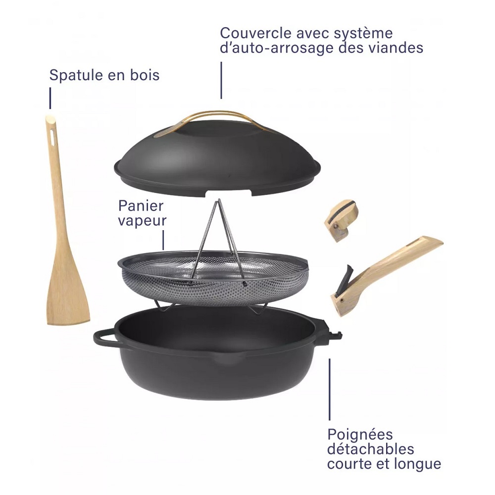 La fabuleuse ustensile de cuisson 8 en 1 sauteuse corps noire météore 28 cm - cookut
