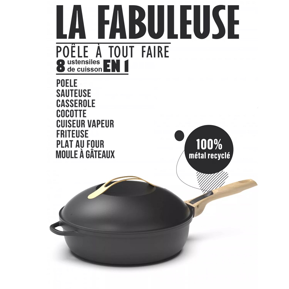 La fabuleuse ustensile de cuisson 8 en 1 sauteuse corps noire météore 28 cm - cookut