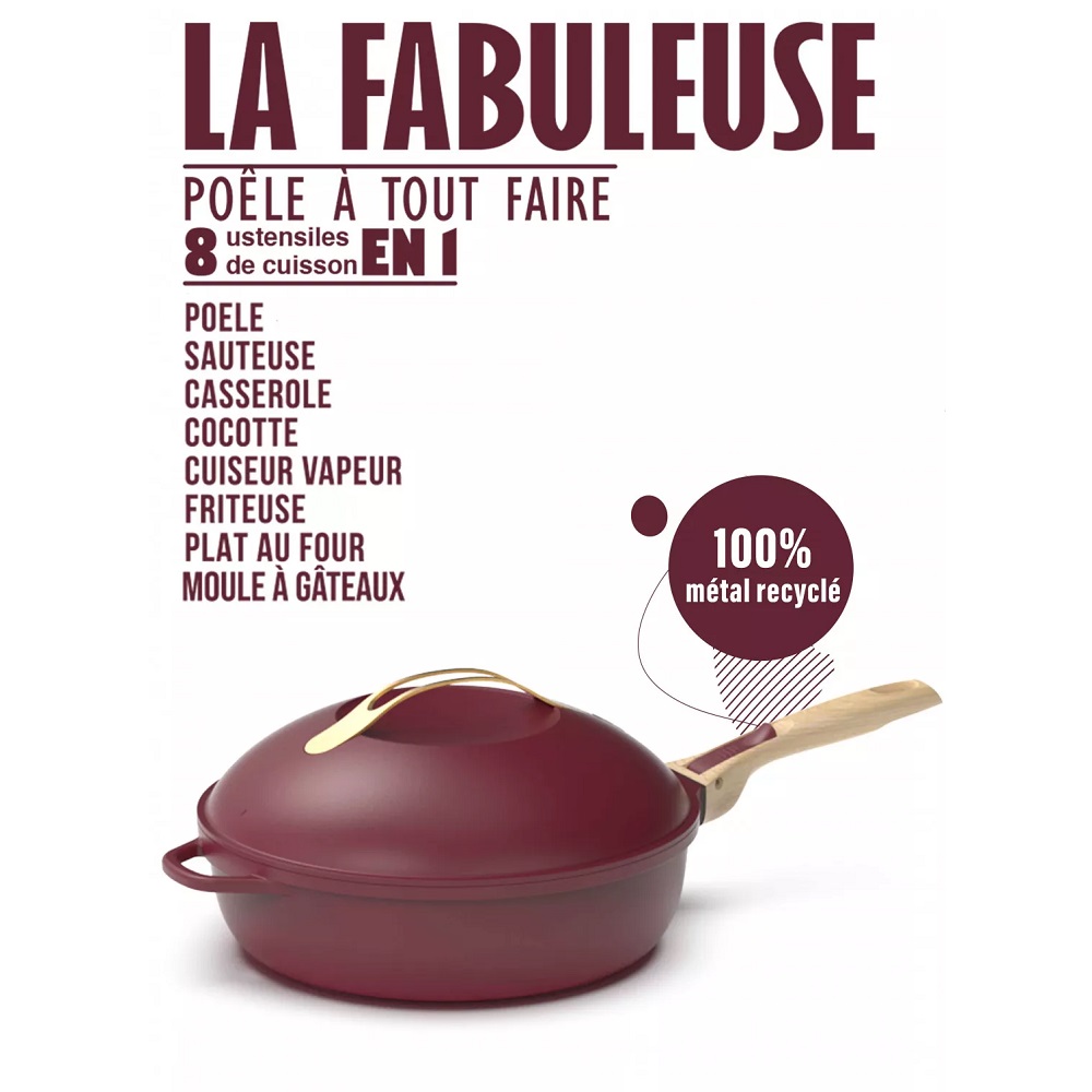 La fabuleuse ustensile de cuisson 8 en 1 sauteuse corps rouge rubis 28 cm - cookut