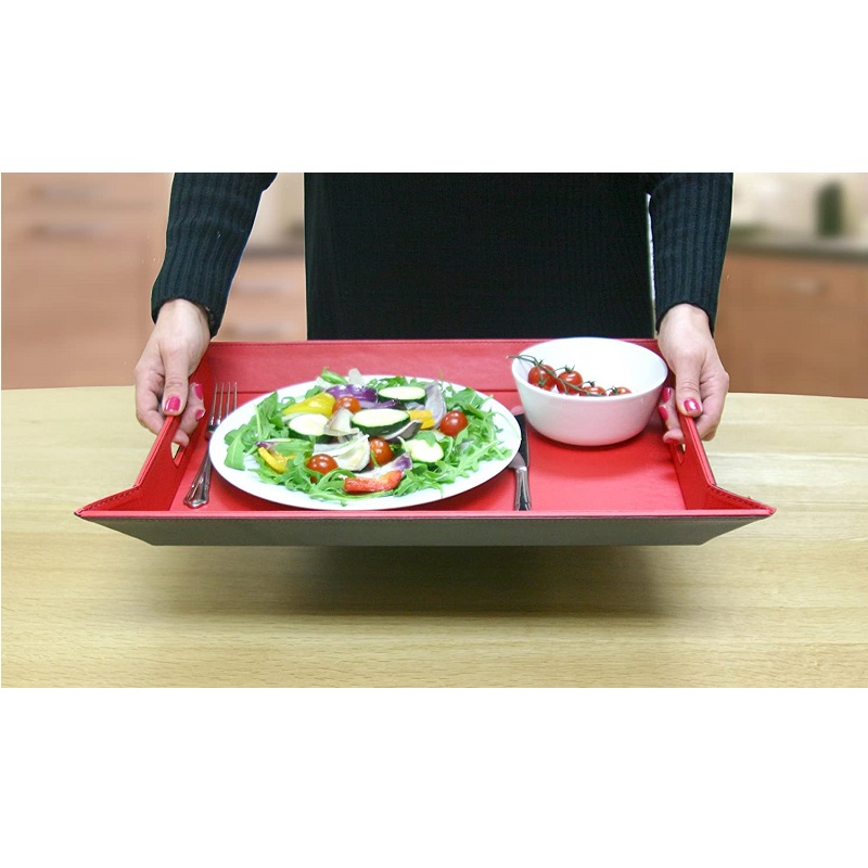 Plateau set de table bicolore 55 x 41 cm rouge - noir - freeform