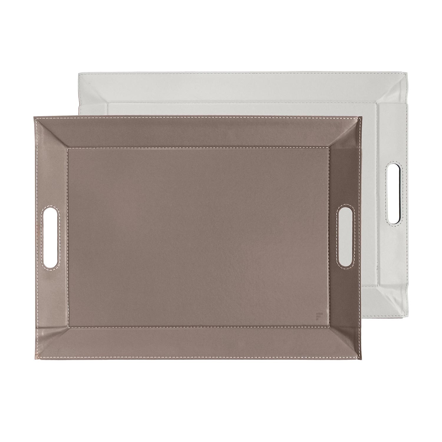 Plateau set de table bicolore réversible m 55*41cm blanc / taupe - freeform