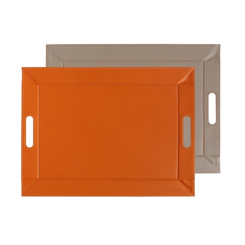 Plateau set de table bicolore 55 x 41 cm orange / taupe - freeform