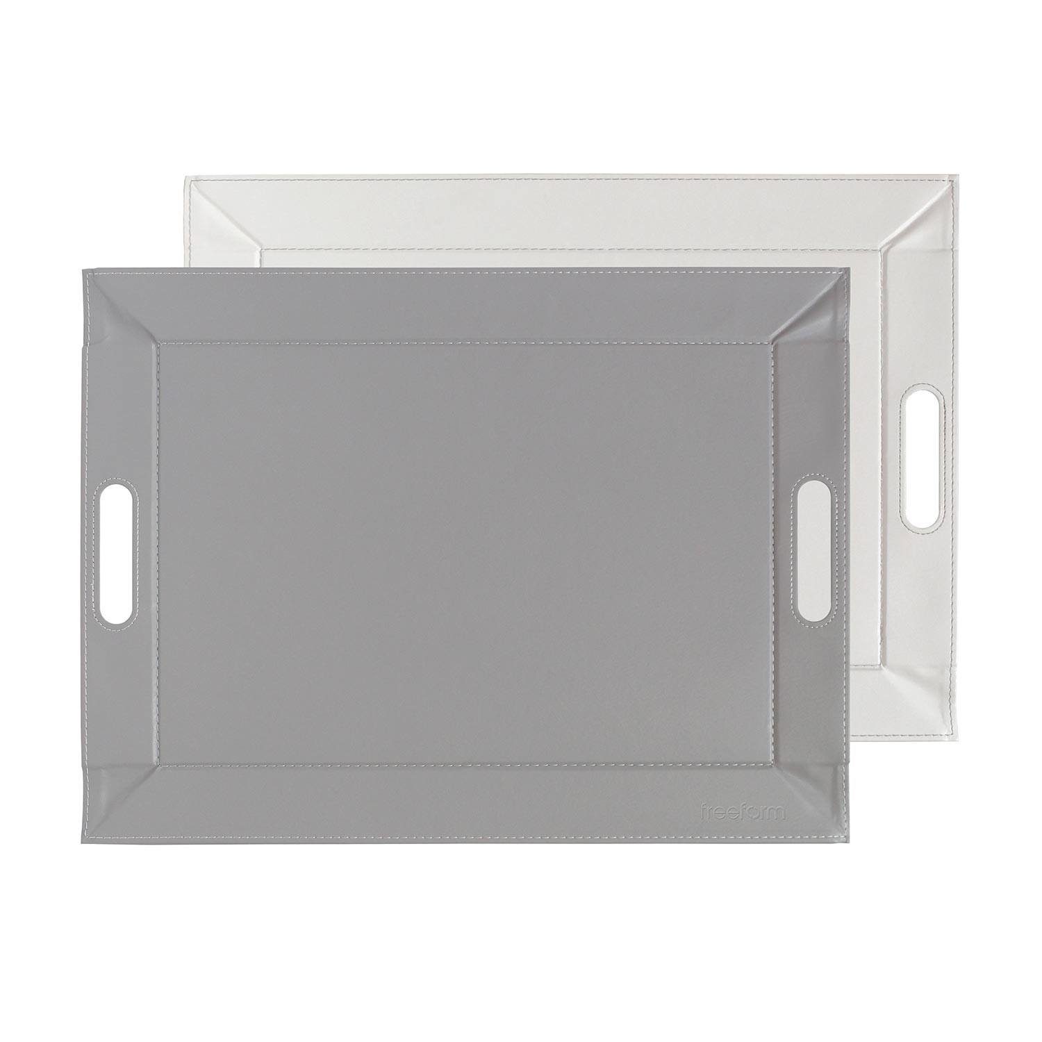 Plateau set de table bicolore réversible m 55*41cm blanc / gris - freeform