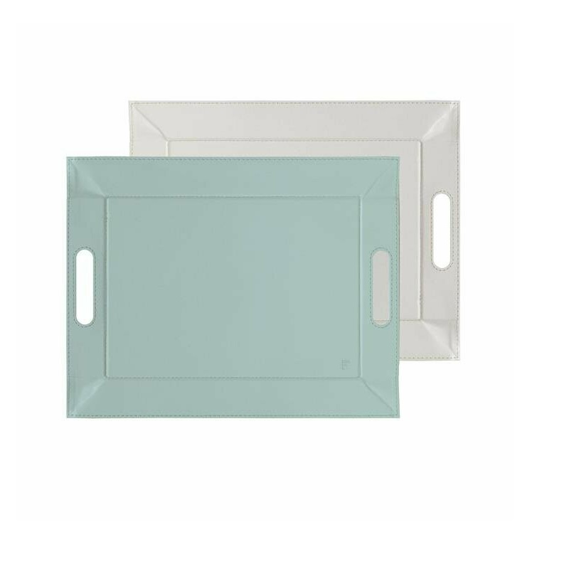Plateau set de table bicolore 55 x 41 cm vert celadon / blanc - freeform