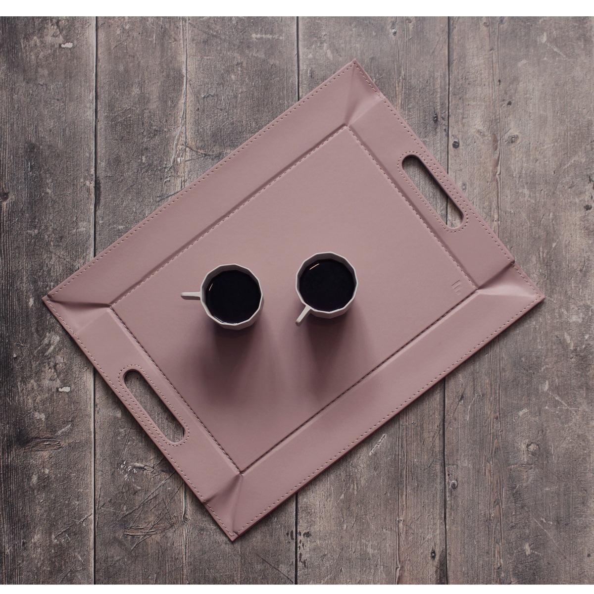 Plateau set de table bicolore réversible m 55*41cm rose poudré - crème - freeform