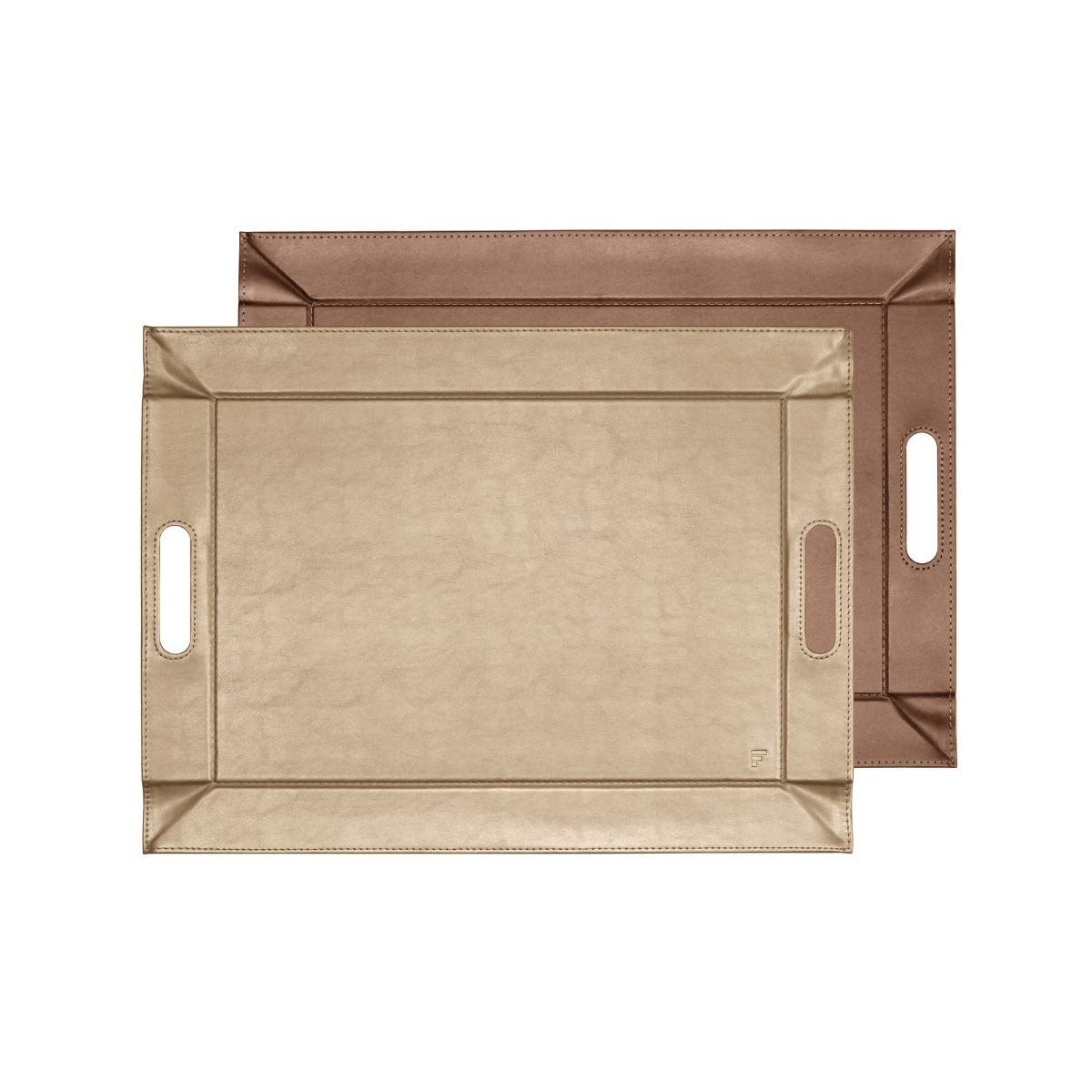 Plateau set de table bicolore réversible m 55*41cm champagne et bronze - freeform