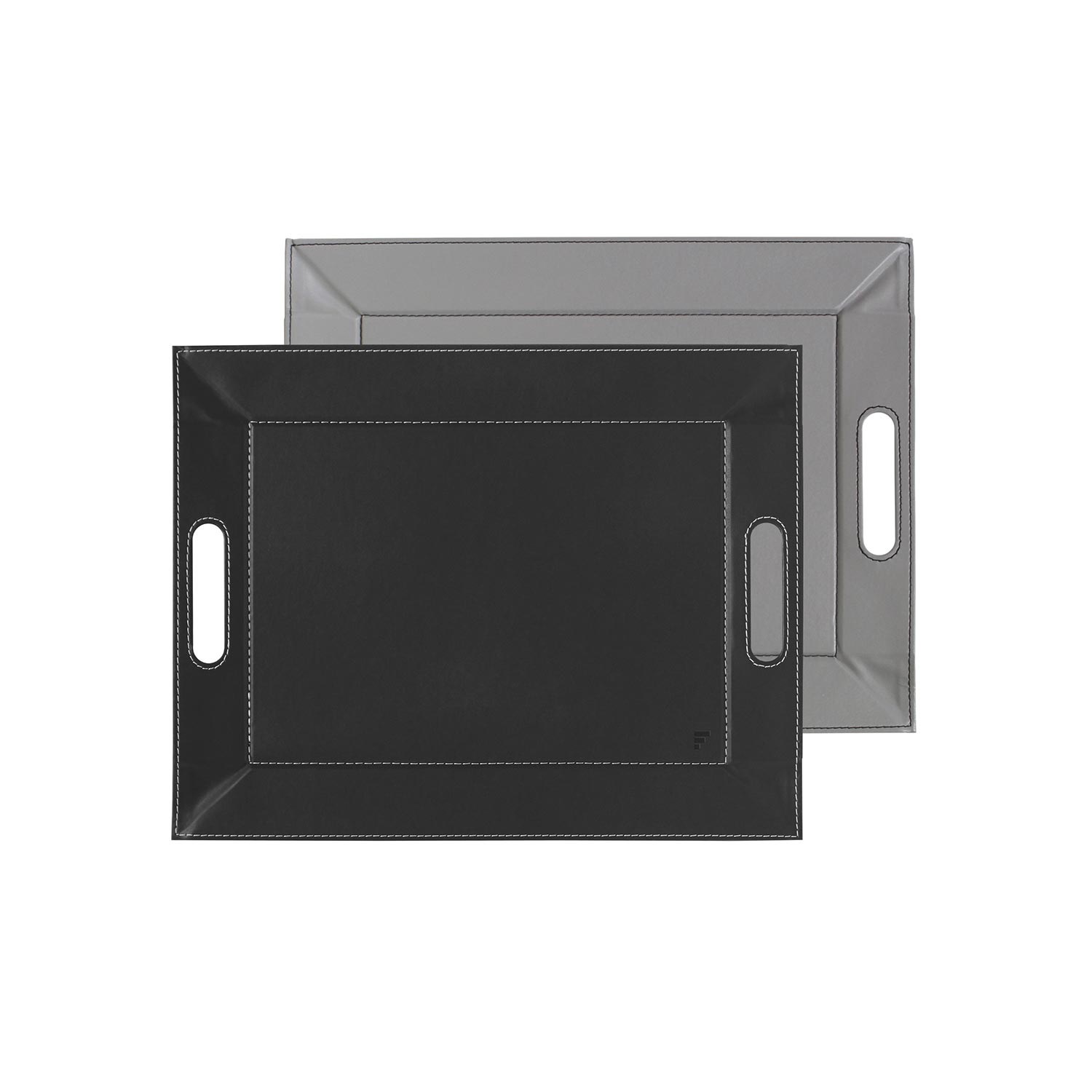 Plateau set de table bicolore 45 x 35 cm noir - gris - freeform