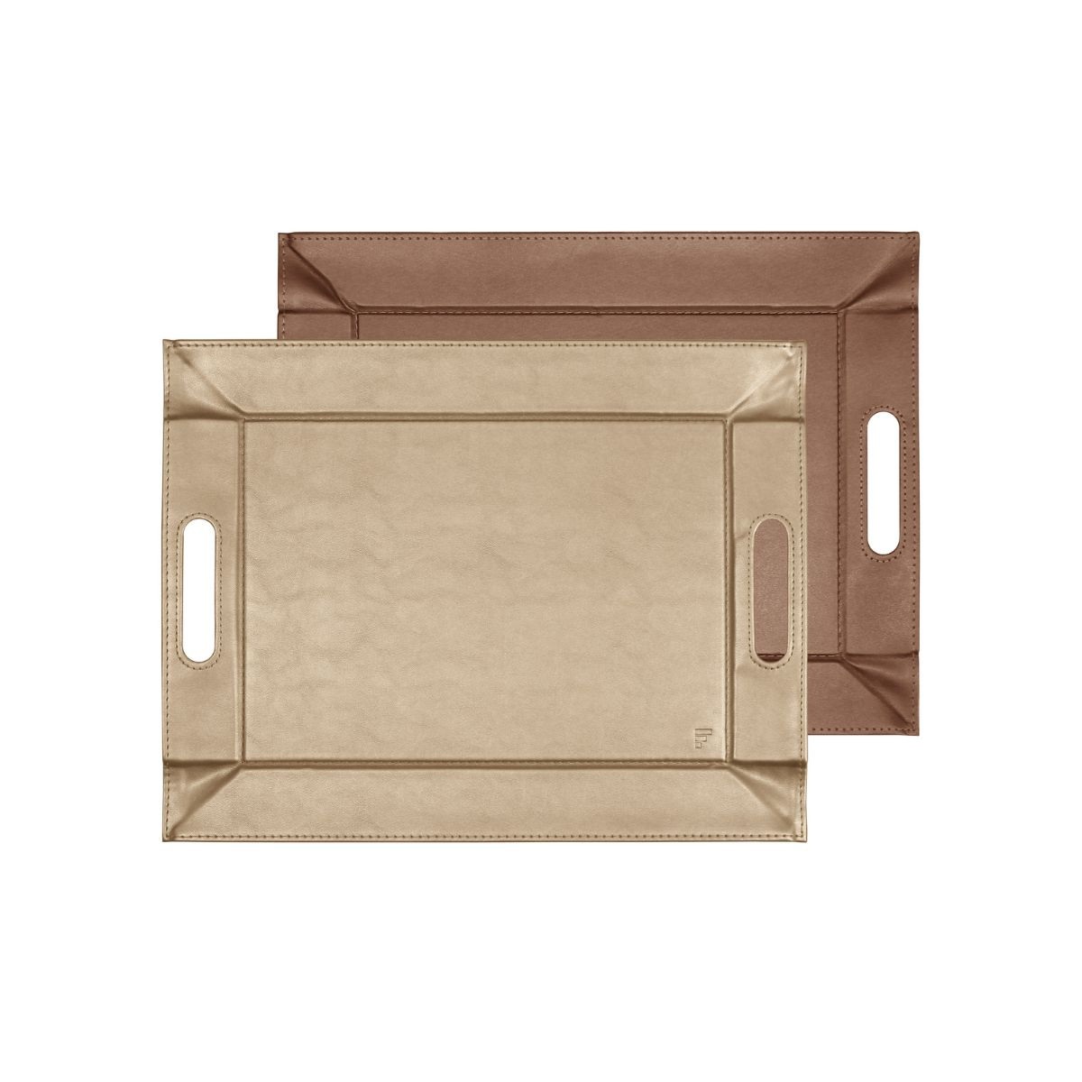 Plateau set de table bicolore champagne et bronze 45x35 cm - freeform