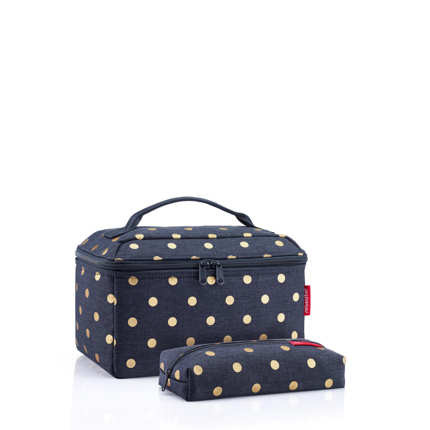Trousse de toilette + trousse de maquillage beautycase set metallic dots blue - reisenthel
