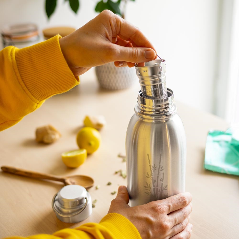 Bouteille isotherme tout inox avec infuseur - friendly bambou 700 ml - gaspajoe