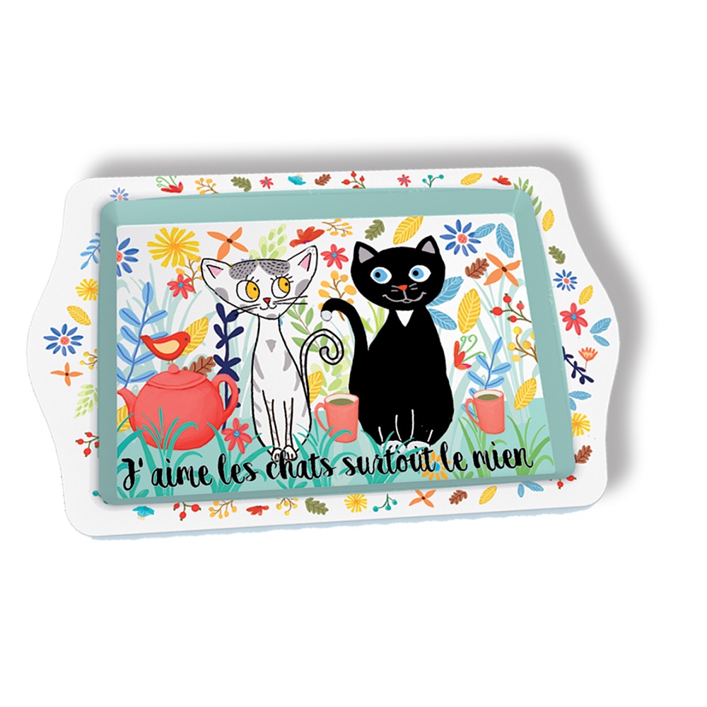Petit plateau 26x16 cm j'aime les chats surtout le mien - moldeo