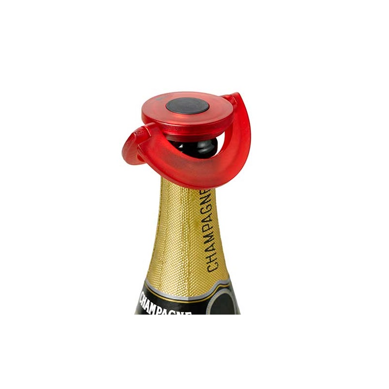 Bouchon stoppeur pour bouteille de champagne rouge translucide - adhoc