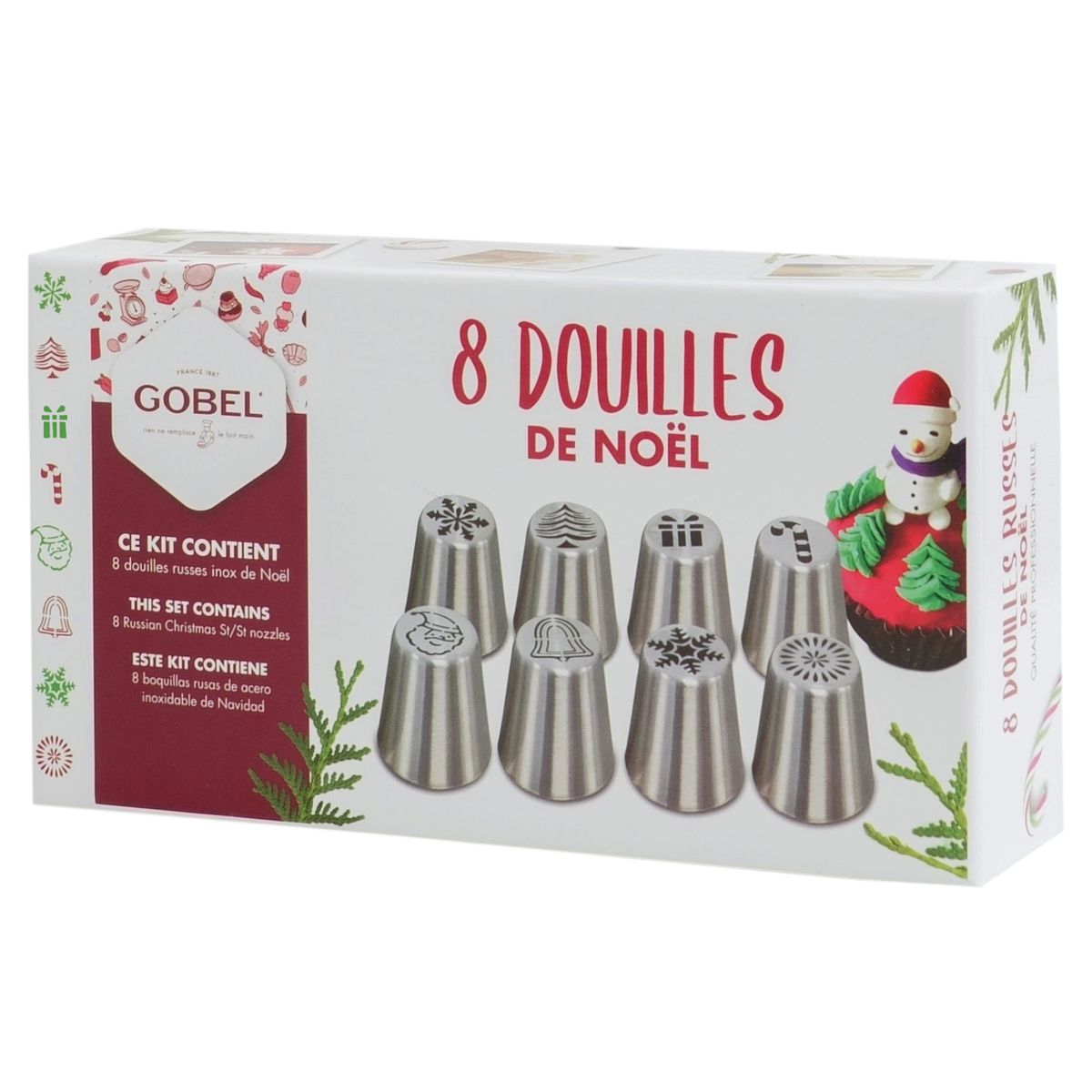 Coffret de 8 douilles à pâtisserie - spéciales noël - gobel 
